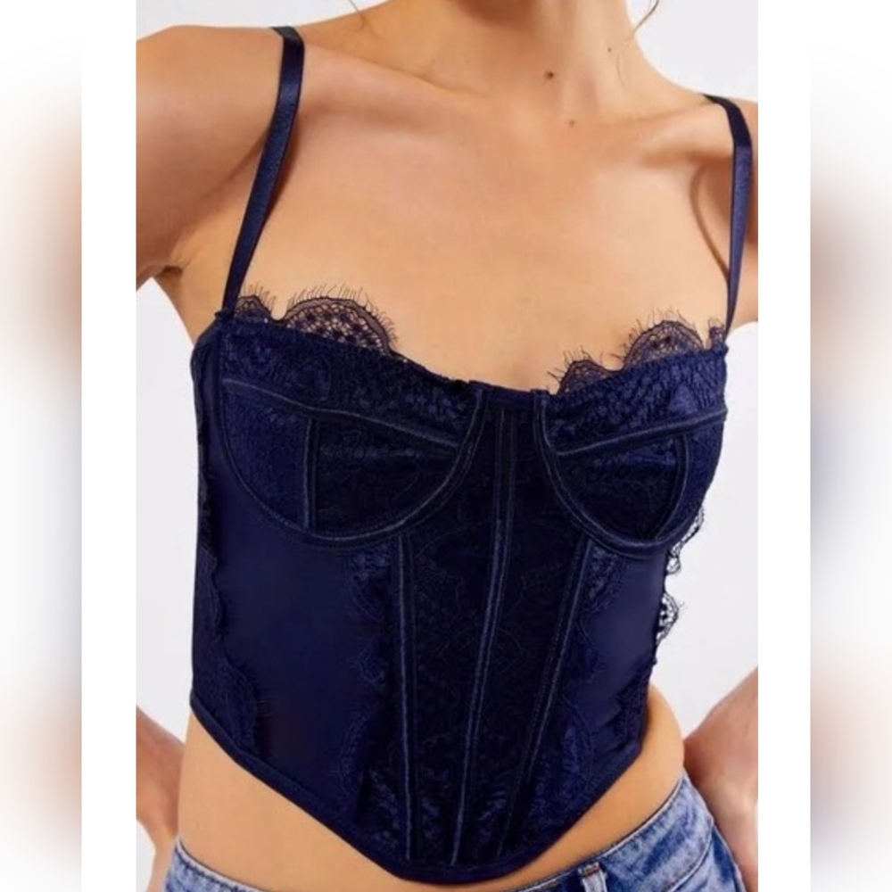 PacSun L.A. HEARTS Blue Eyelash Bustier Corset Top Size Small J-2124